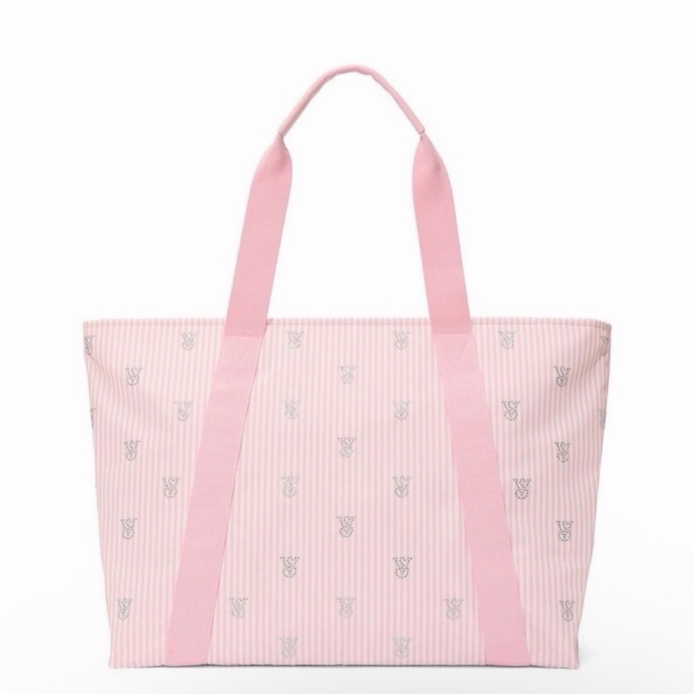 Victoria's Secret Pink Striped Rhinestone Logo
Tote Bag - NWT